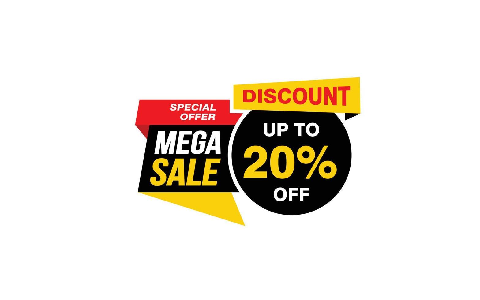 20 Percent MEGA SALE offer, clearance, promotion banner layout with sticker style. vector