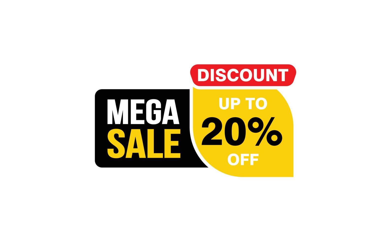 20 Percent MEGA SALE offer, clearance, promotion banner layout with sticker style. vector