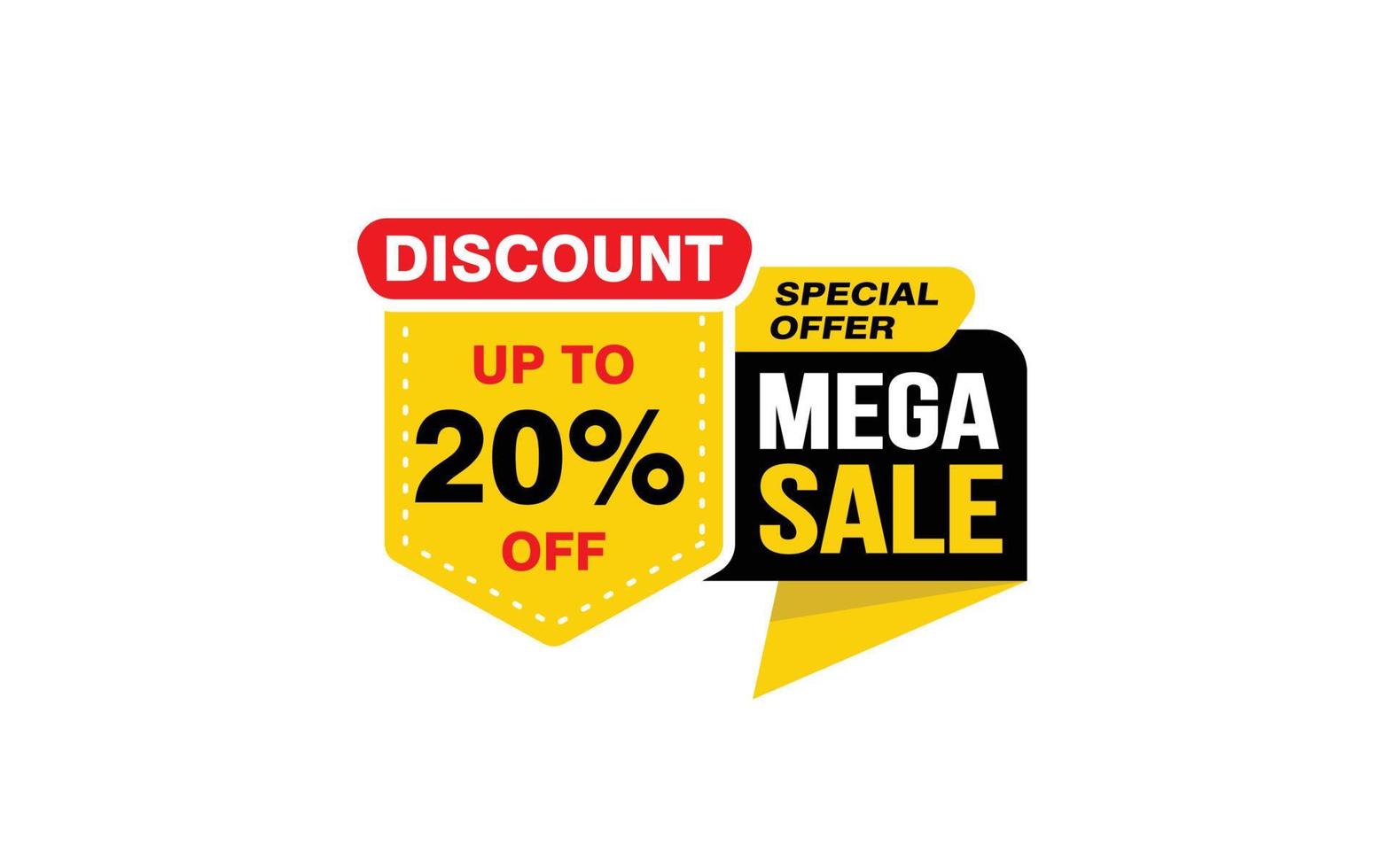 20 Percent MEGA SALE offer, clearance, promotion banner layout with sticker style. vector