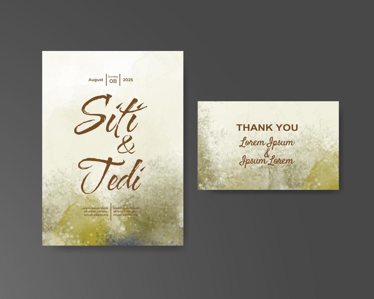 Wedding invitation with abstract watercolor background vector