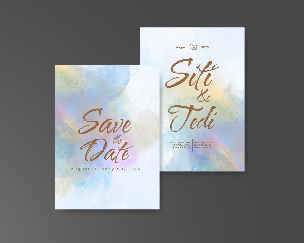 Wedding invitation with abstract watercolor background vector