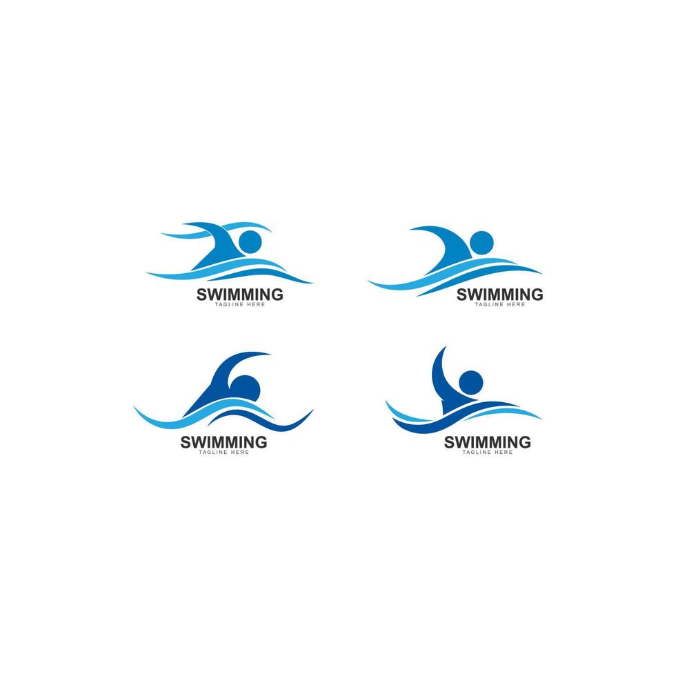 ilustración de icono de vector de logotipo de natación