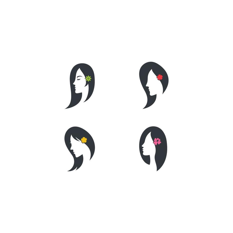 beauty women with flower logo icon vector template