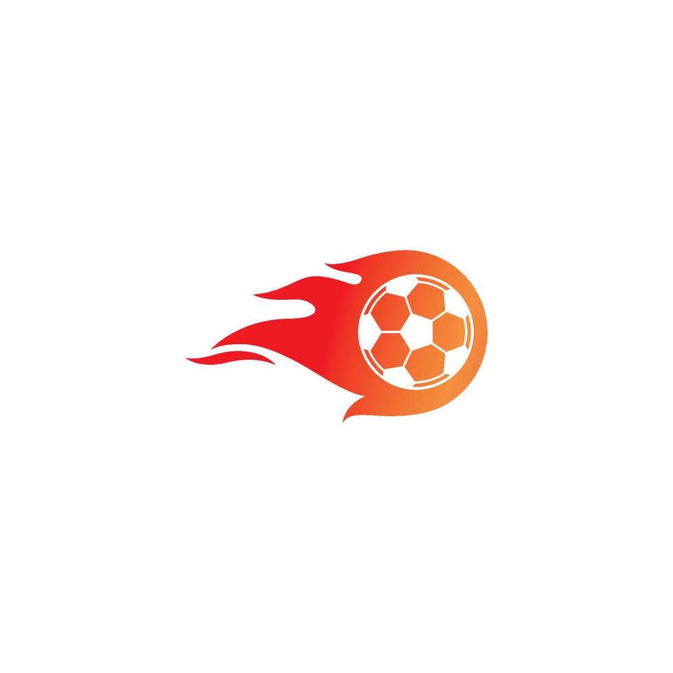 icono de balón de fútbol de fuego. Ilustración de vector de logotipo