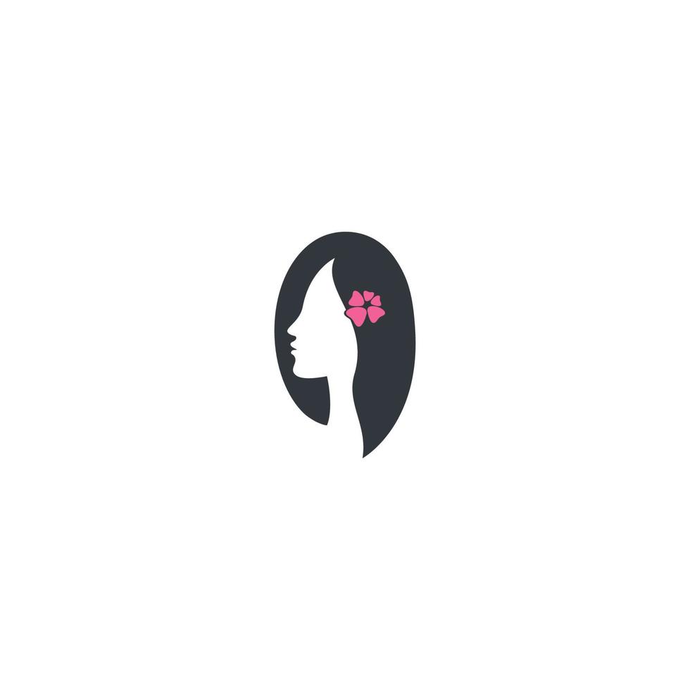 mujer de belleza con plantilla de vector de icono de logotipo de flor