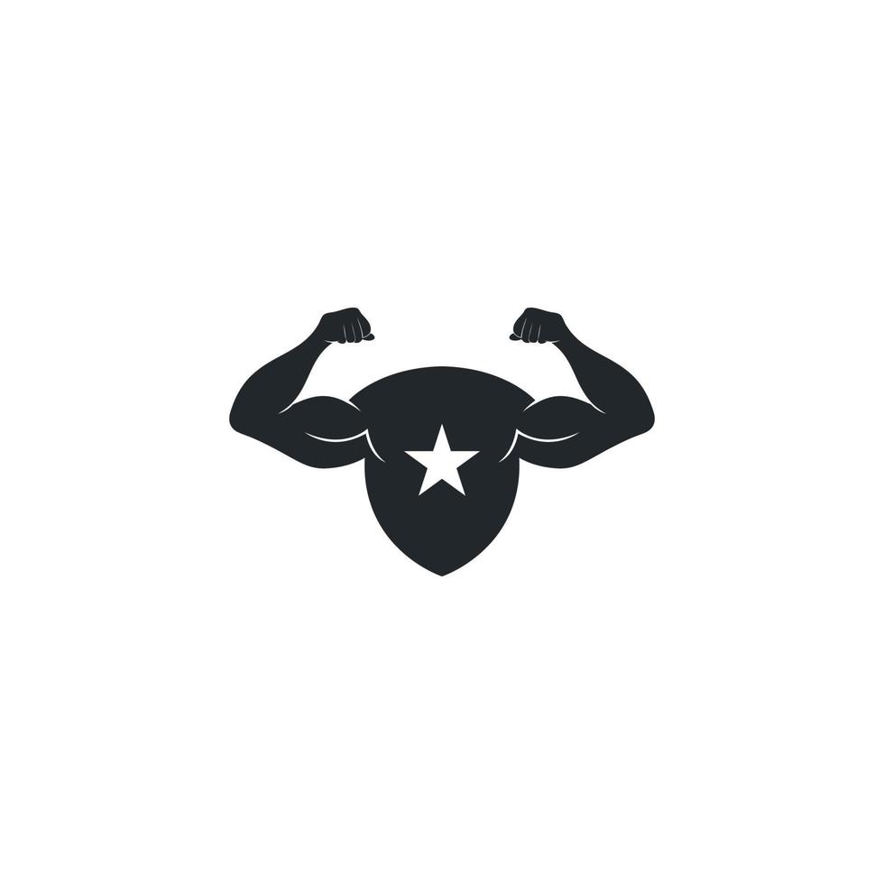 strong man with shield protection logo vector