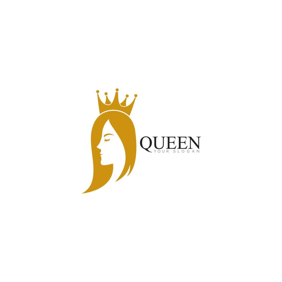 reina de belleza dorada con ilustración de vector de logotipo de plantilla de corona