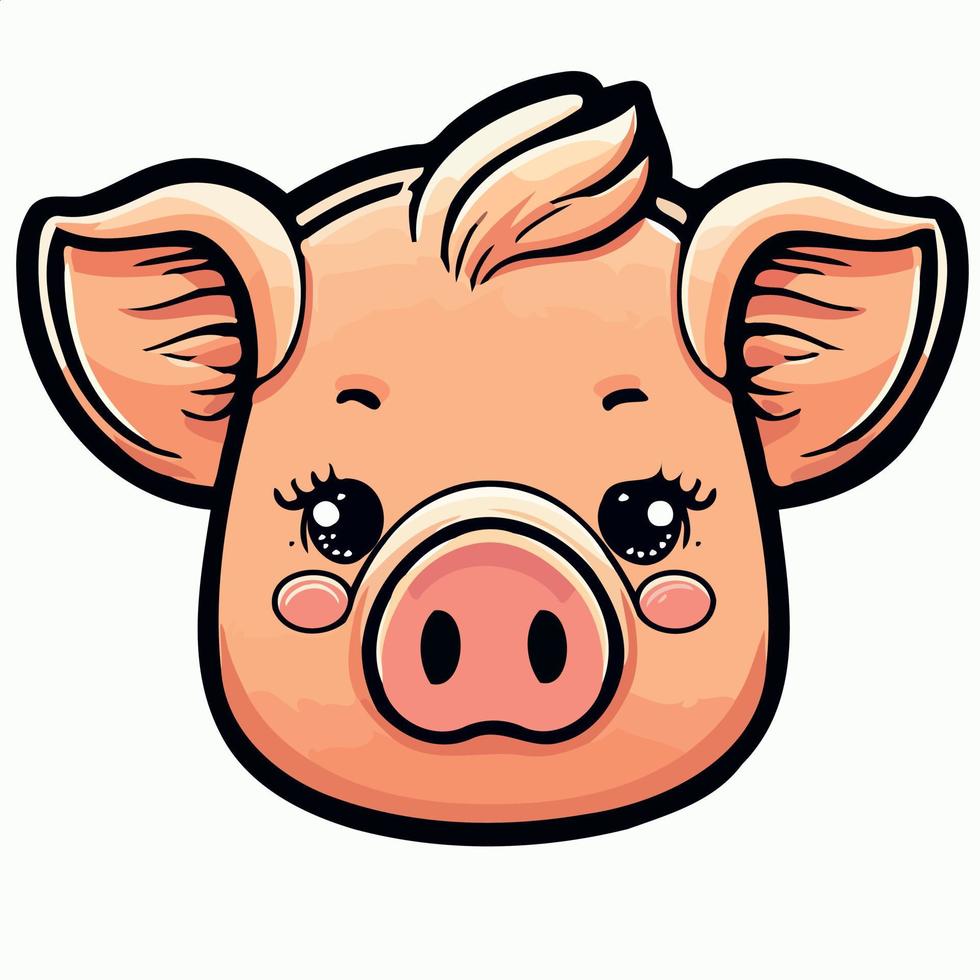 Cute pig farm animal farm mammal head vector