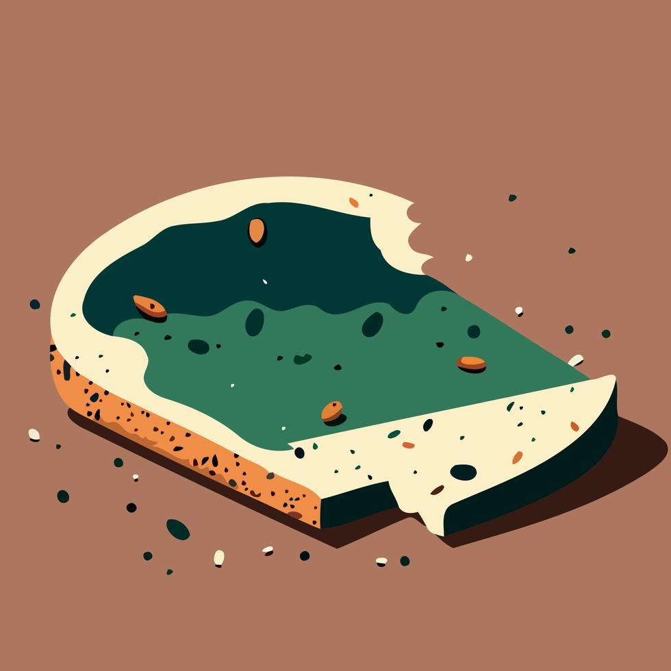 spoiled bread with mold fungus vector