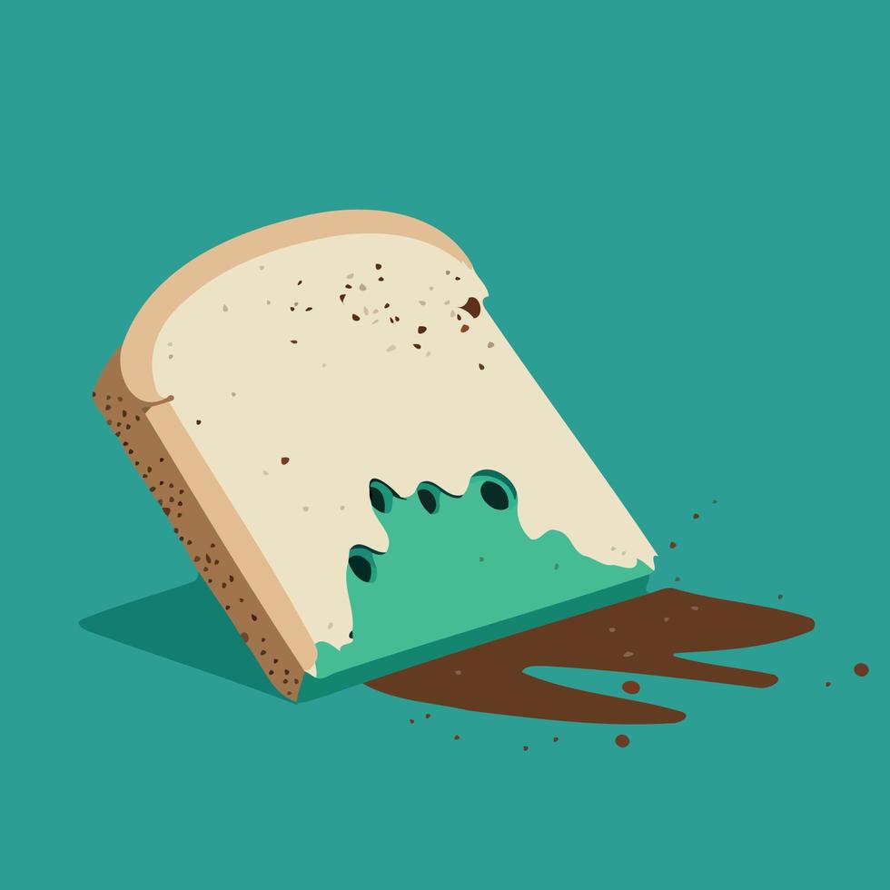 spoiled bread with mold fungus vector