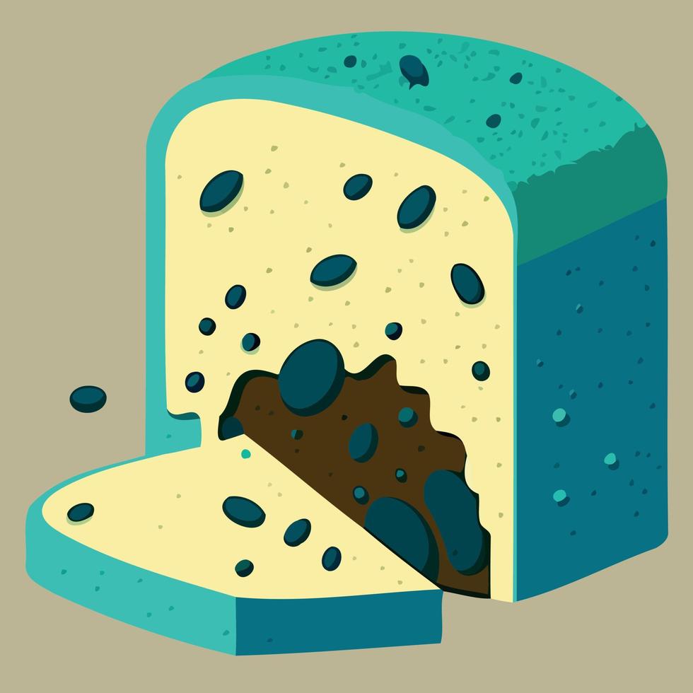 spoiled bread with mold fungus vector