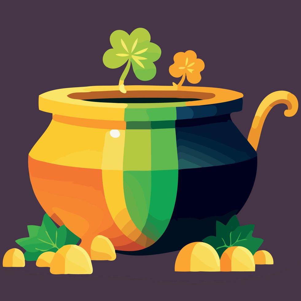 object pot of gold with clover vector