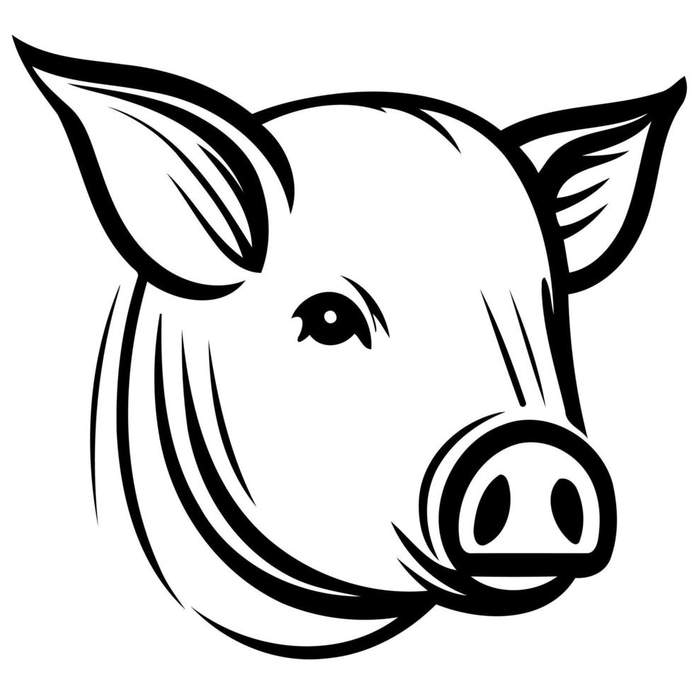 Pig farm animal farm mammal head vector