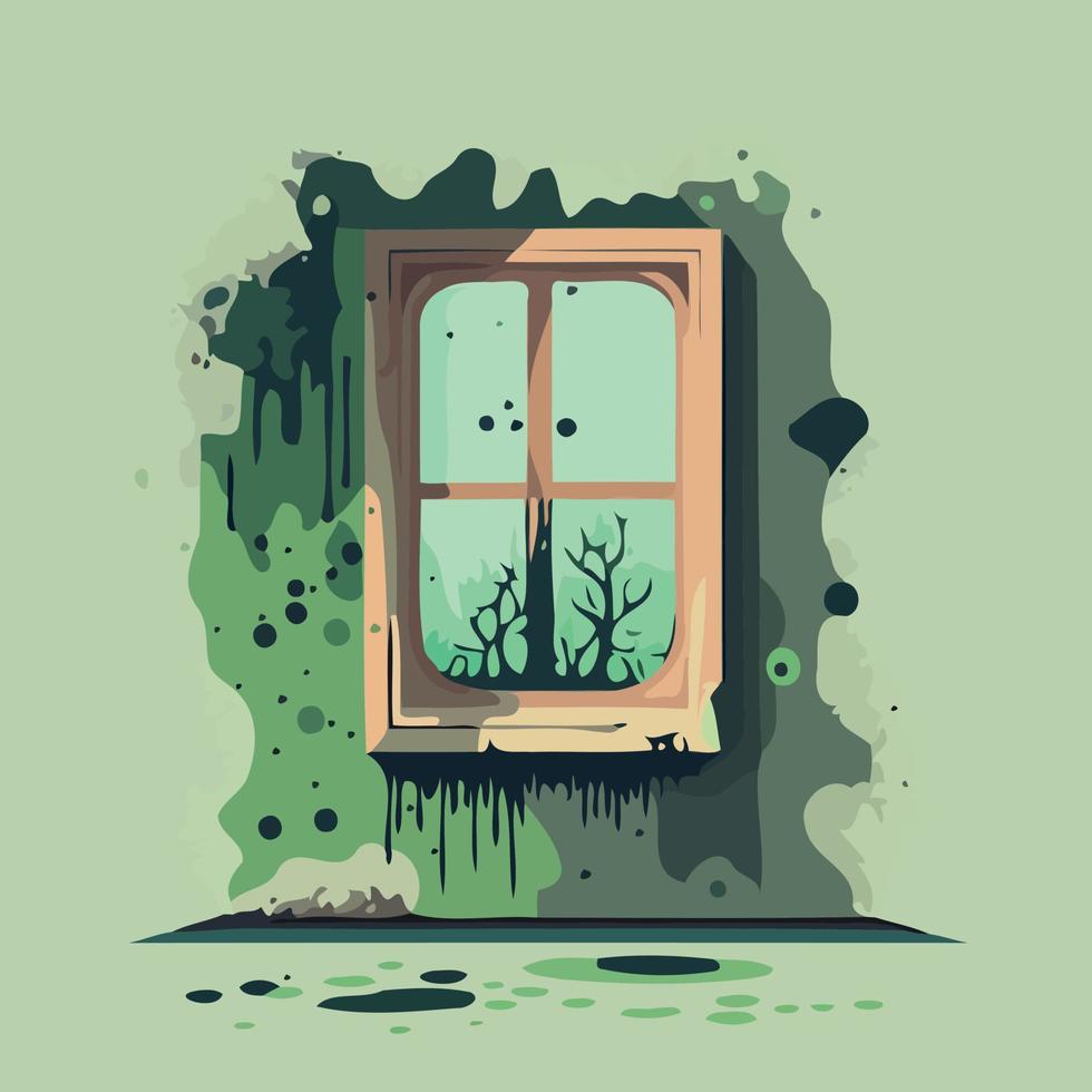 musty wall of contaminated room mold fungus vector