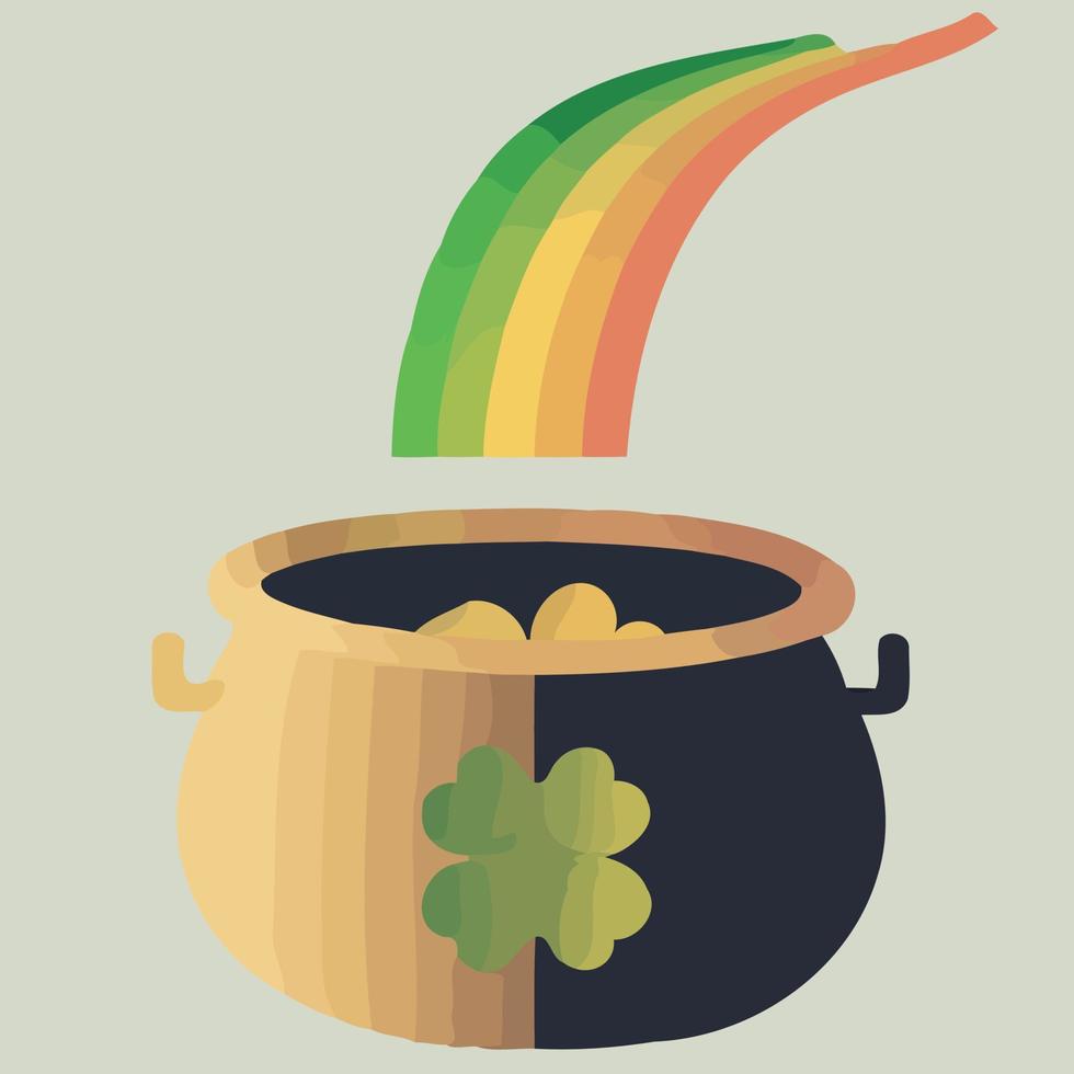 object pot of gold with clover vector