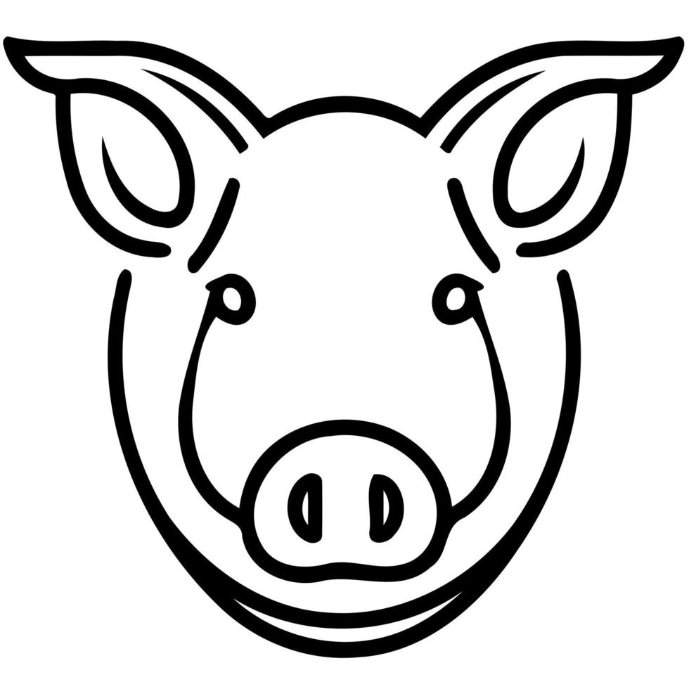 Pig farm animal farm mammal head vector