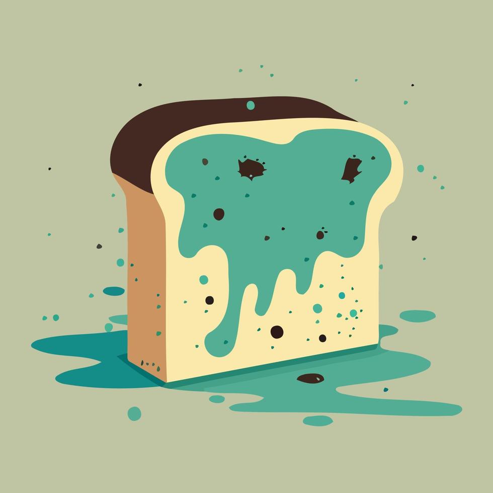 spoiled bread with mold fungus vector