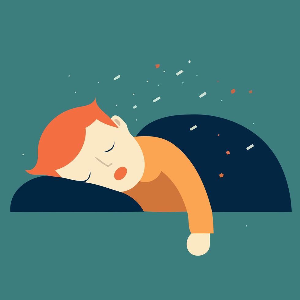 Human character sleeping at night vector