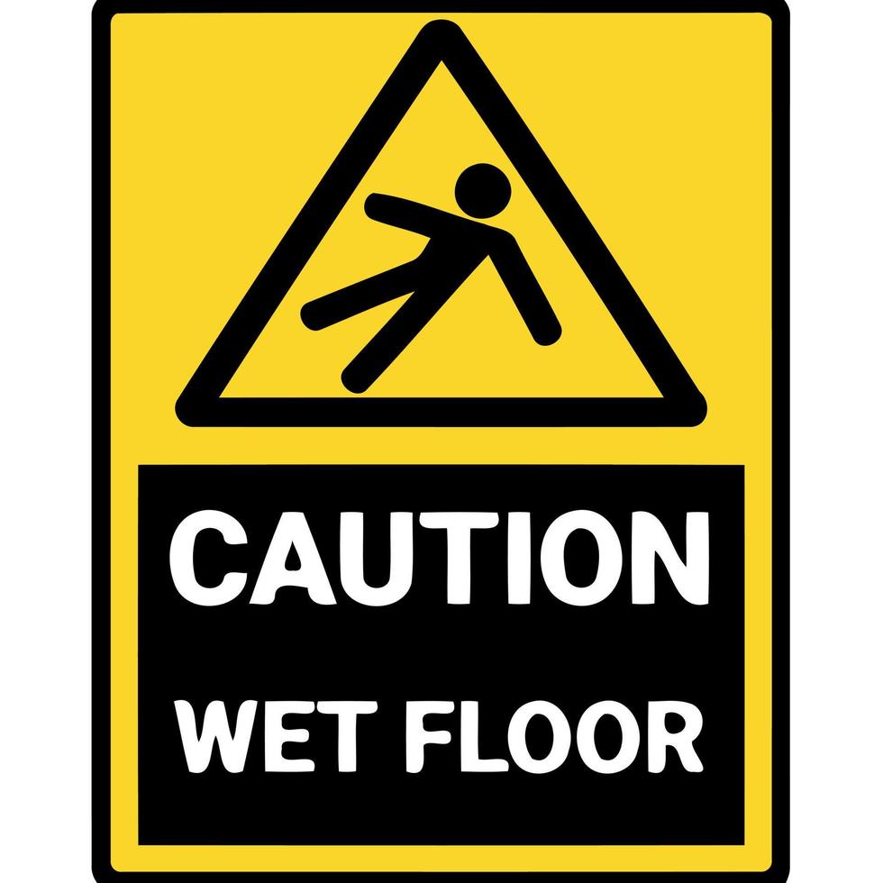 Caution wet floor warning sign vector