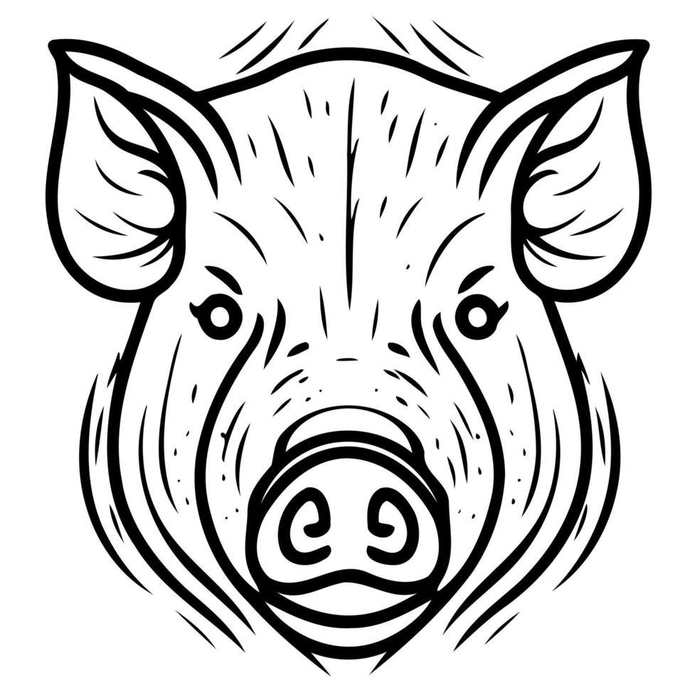 Pig farm animal farm mammal head vector