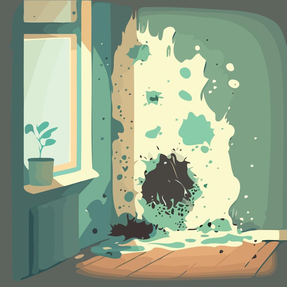 musty wall of contaminated room mold fungus vector