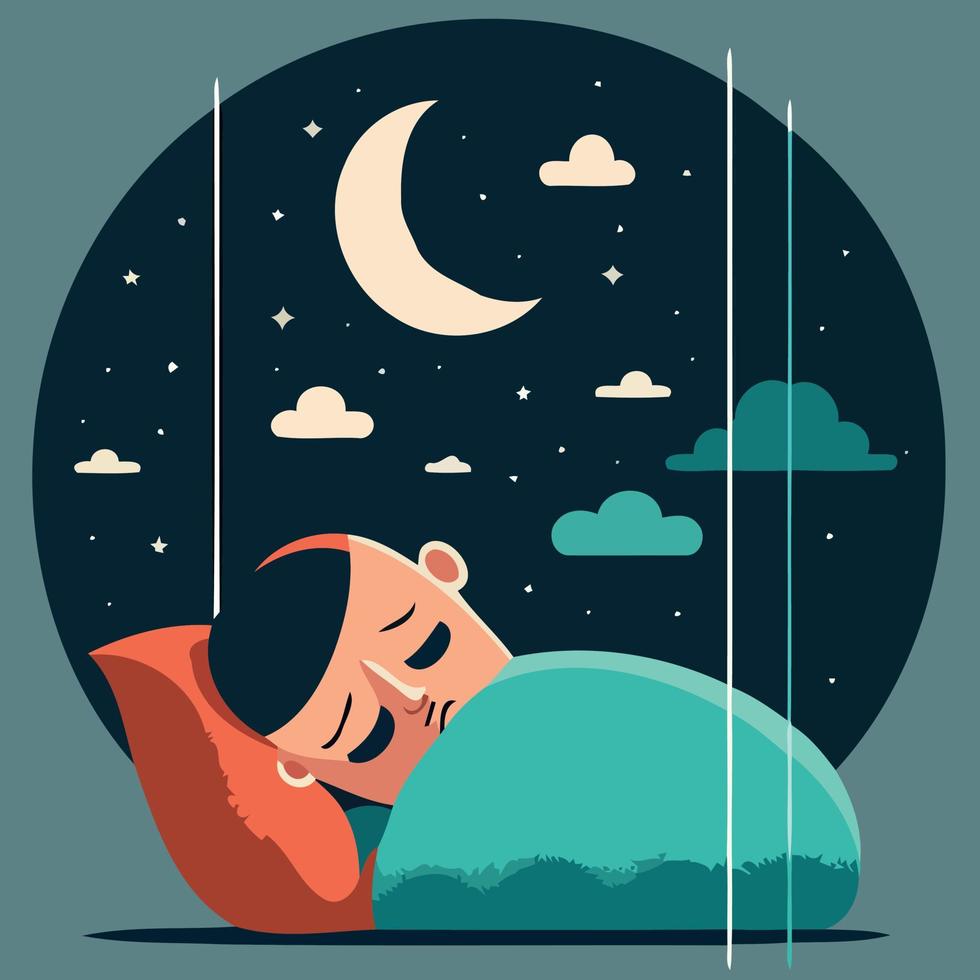 personaje humano durmiendo por la noche vector