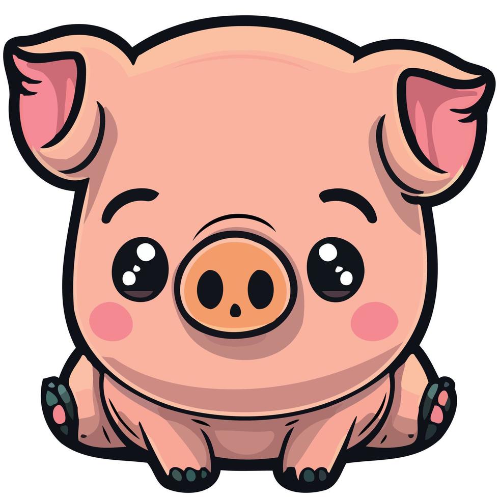 Cute pig farm animal farm mammal head vector