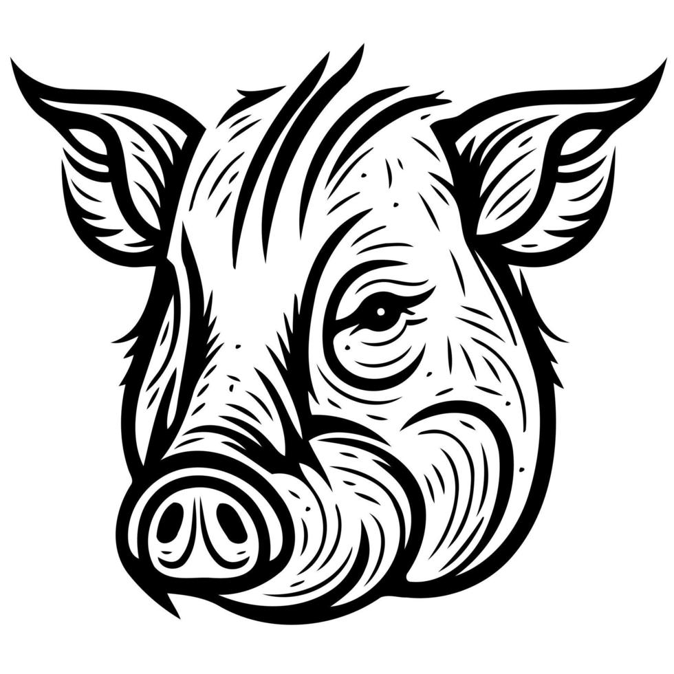 Pig farm animal farm mammal head vector