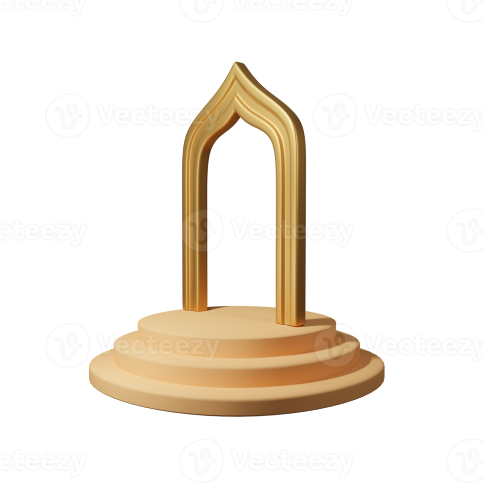 3d podium with islamic background png