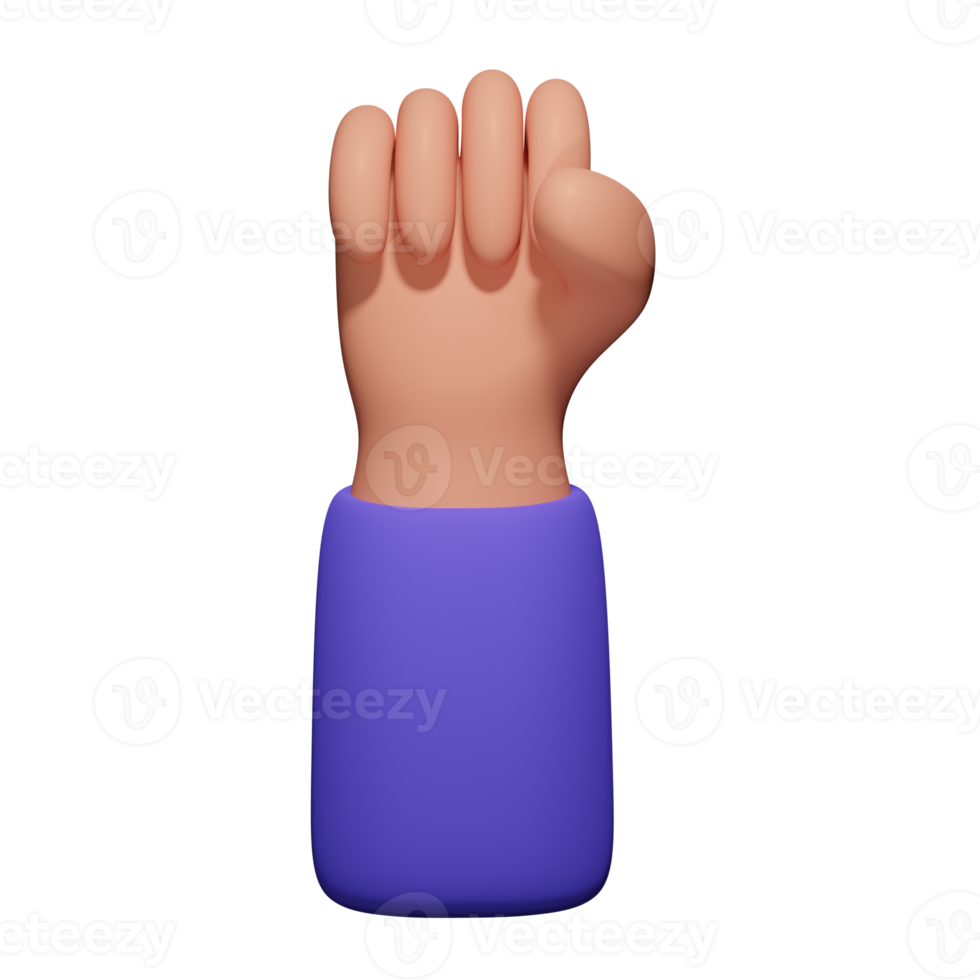 fist hand gesture 3d illustration png