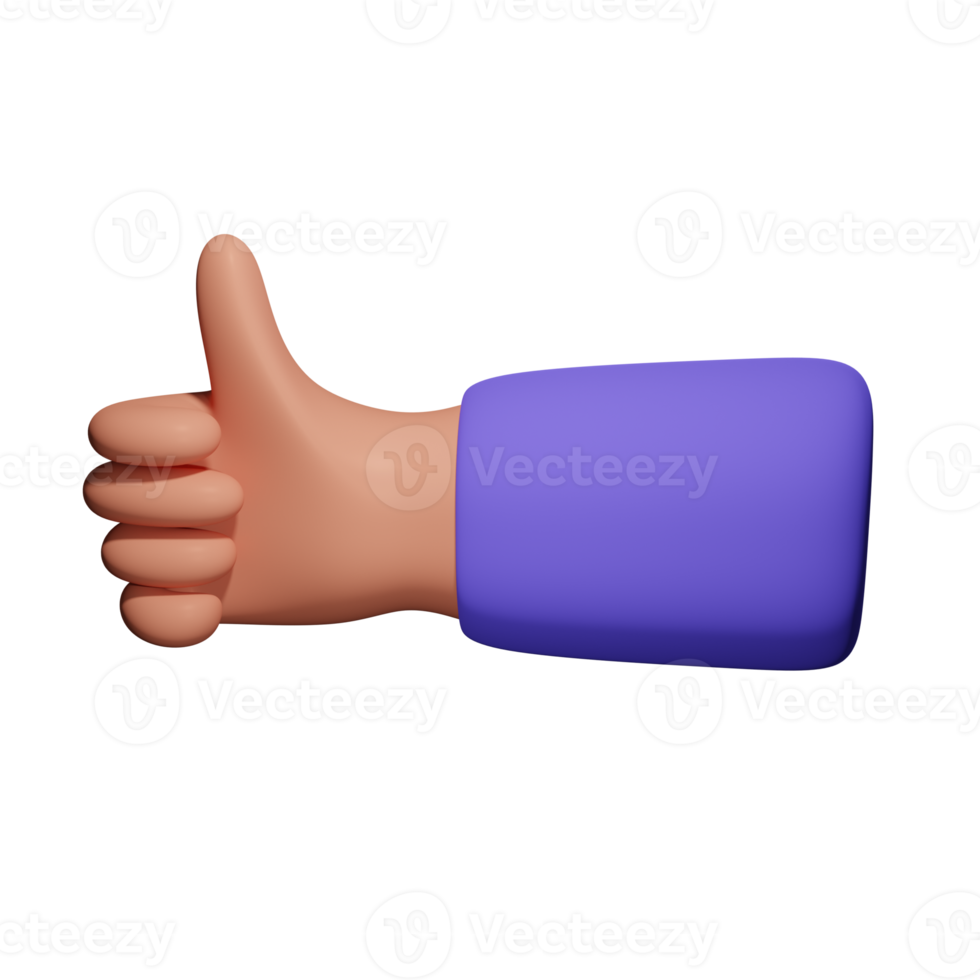thumb up hand gesture 3d illustration png