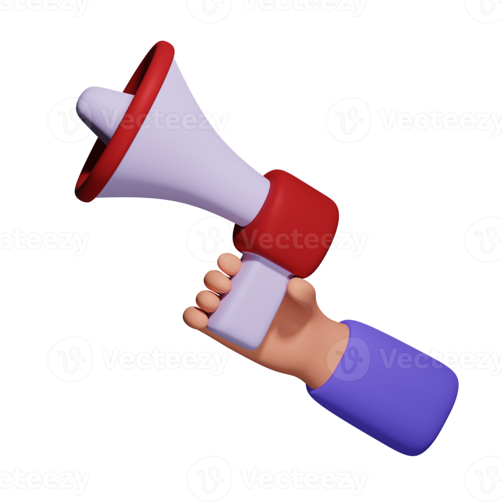 Hand holding a megaphone 3d illustration png