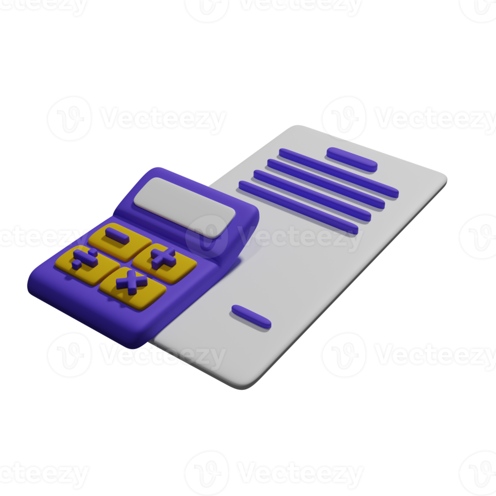 calculadora con informe 3d ilustración png