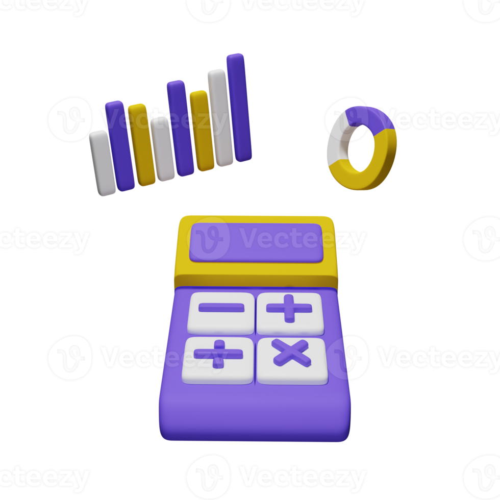 calculator with chart 3d illustration png