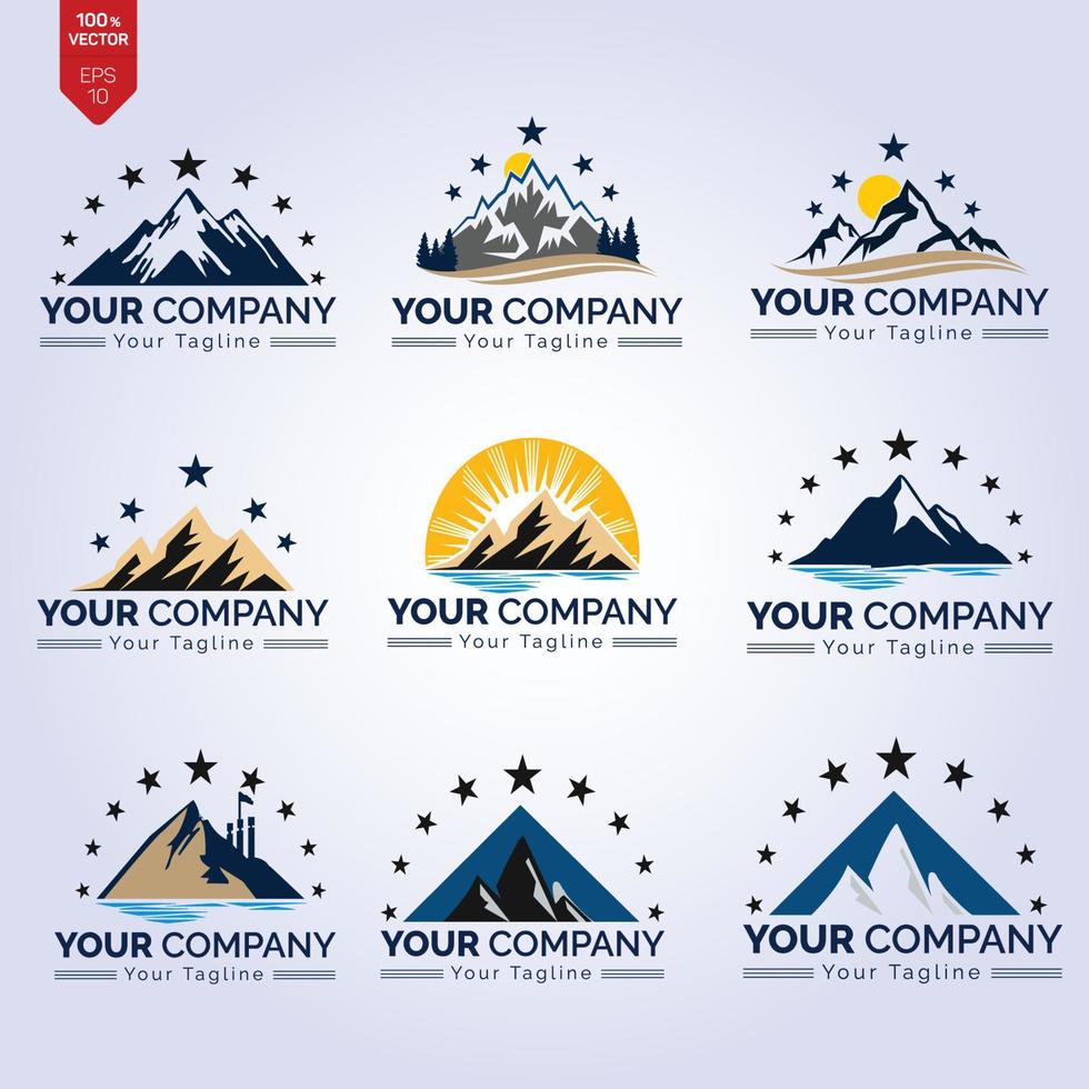 ciervos creativos y montaña logo vector ilustración vector gratis