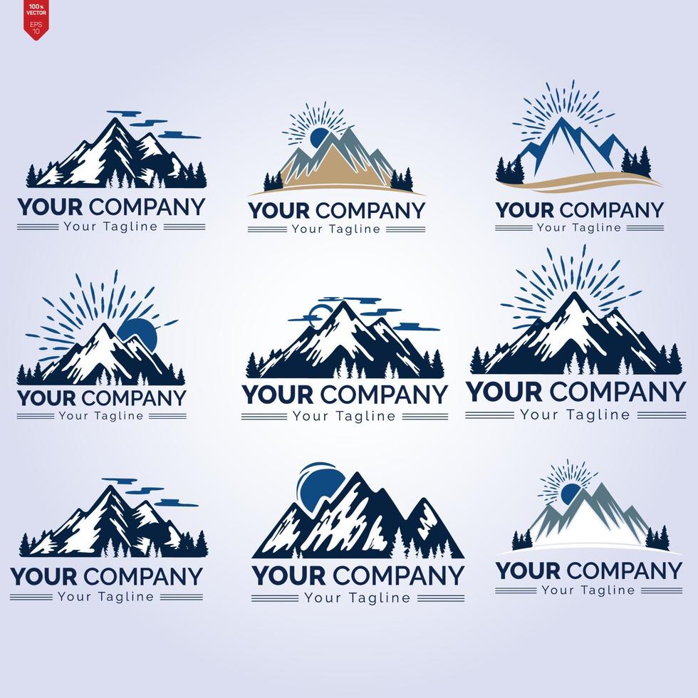 ciervos creativos y montaña logo vector ilustración vector gratis