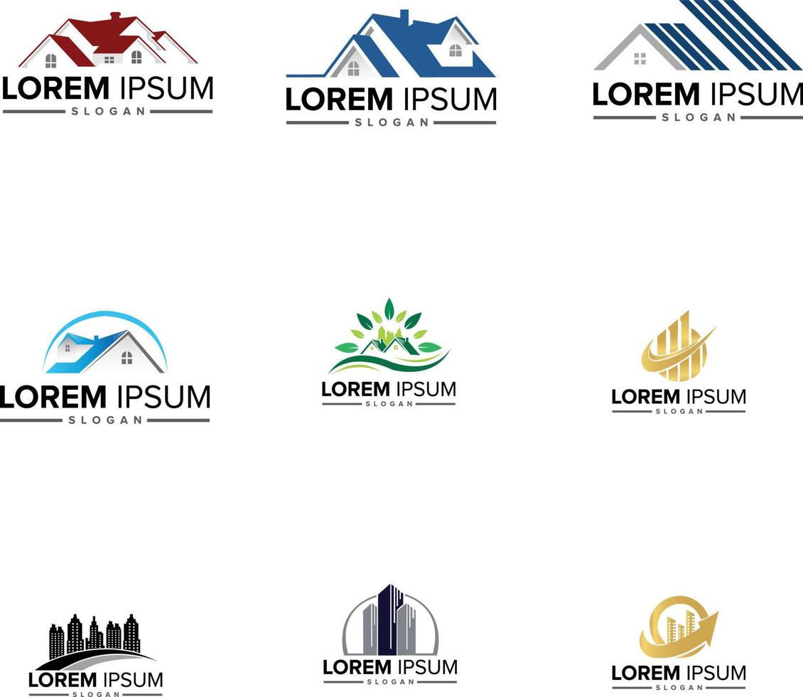 inspiración para el diseño del logotipo del edificio inmobiliario. vector libre de diseño de logotipo de edificio