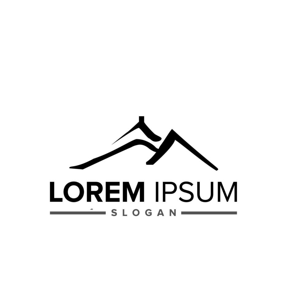 creative deer and mountain logo vector illustration Free Vector