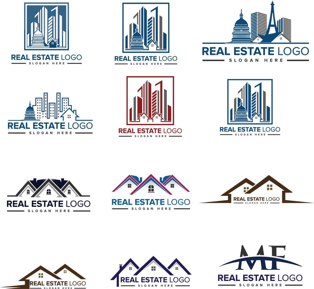inspiración para el diseño del logotipo del edificio inmobiliario. vector libre de diseño de logotipo de edificio