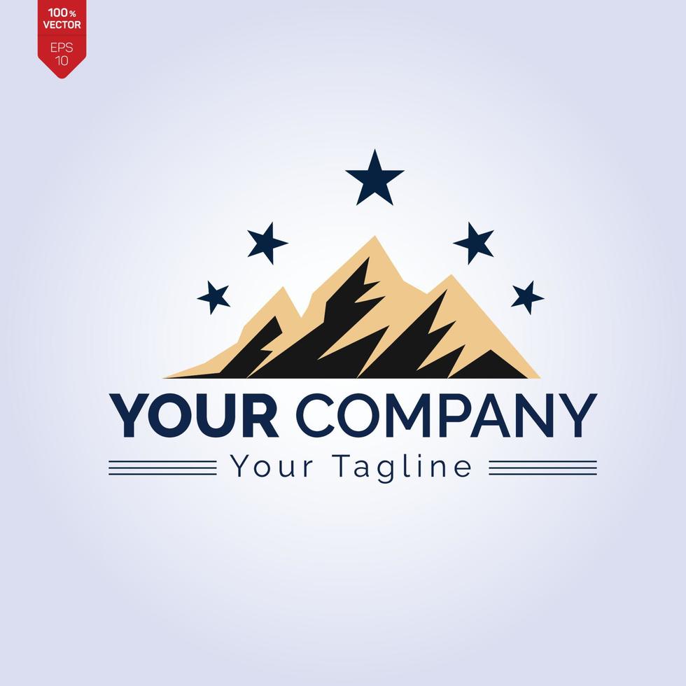 creative deer and mountain logo vector illustration Free Vector