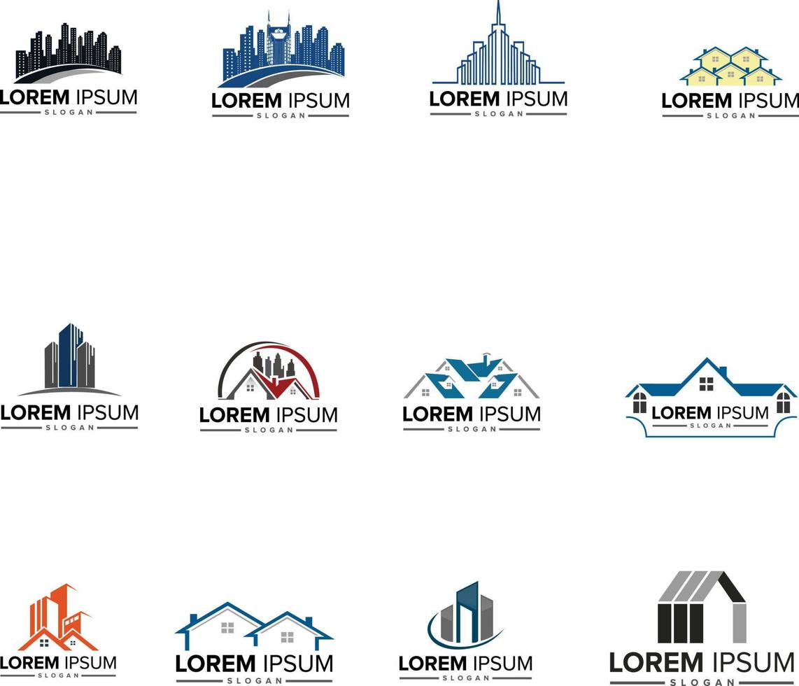 inspiración para el diseño del logotipo del edificio inmobiliario. vector libre de diseño de logotipo de edificio