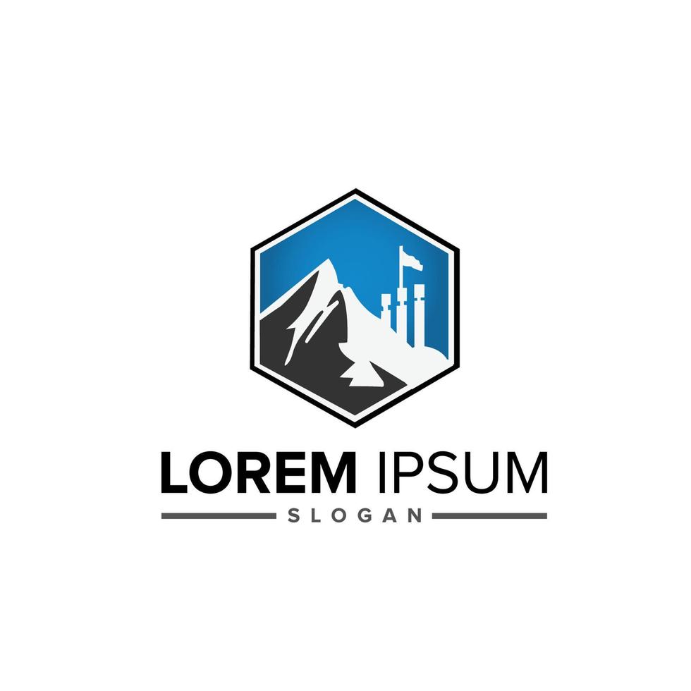 creative deer and mountain logo vector illustration Free Vector