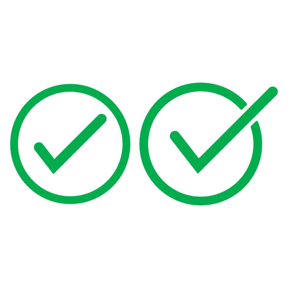 Check mark green line icons. Vector illustration. - Vector
