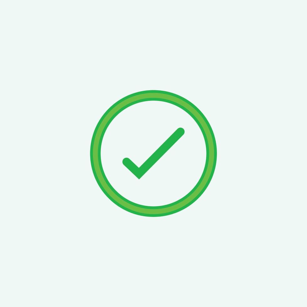 Check mark green line icons. Vector illustration. - Vector