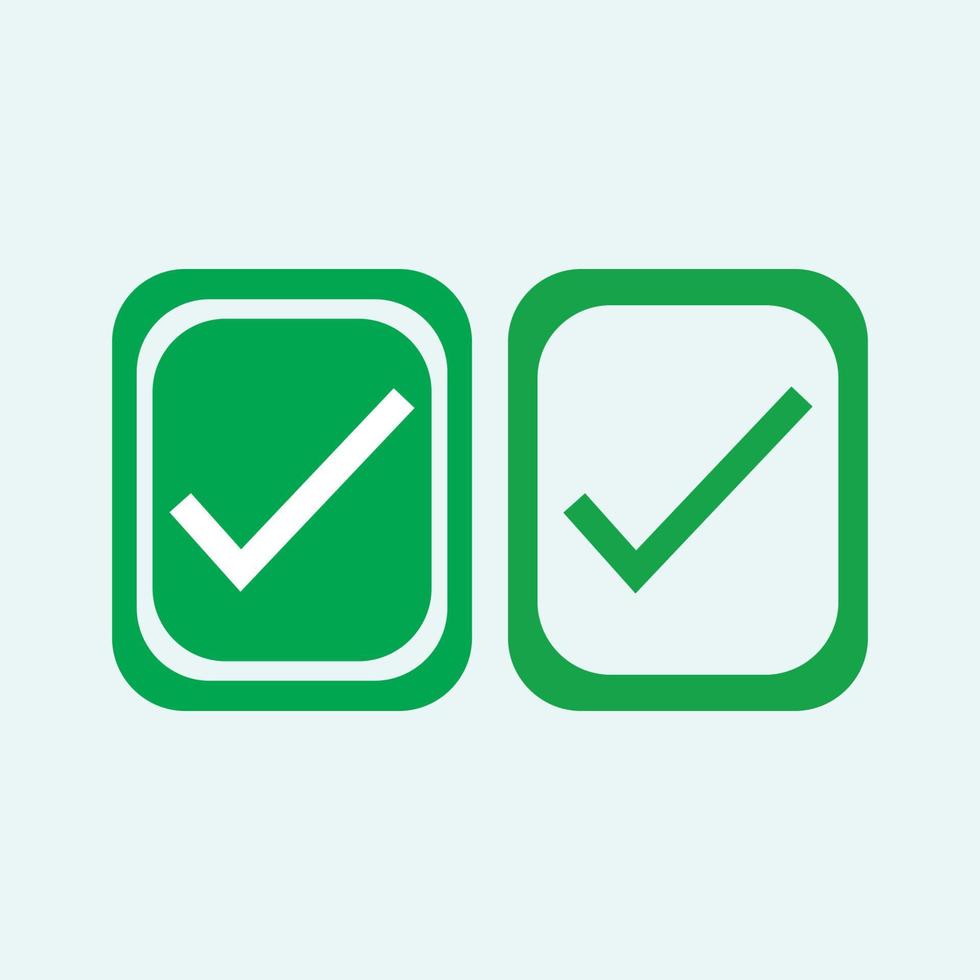 Check mark green line icons. Vector illustration. - Vector
