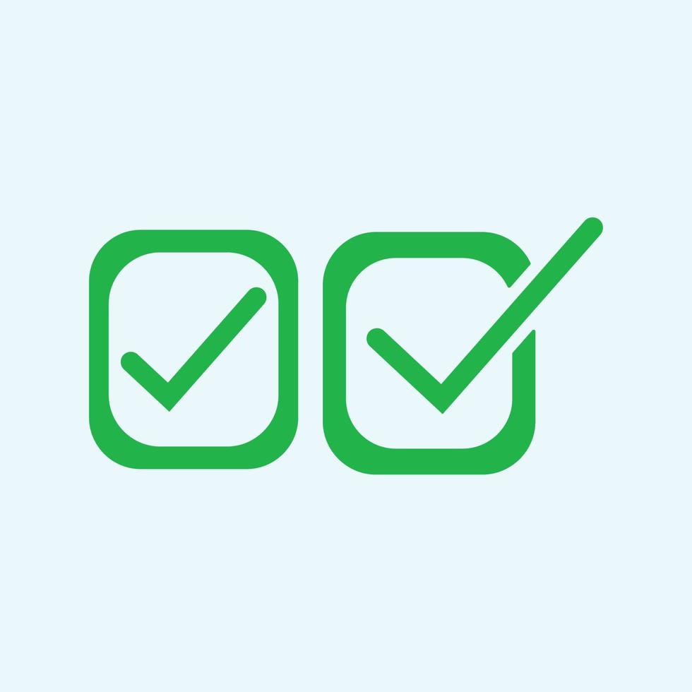 Check mark green line icons. Vector illustration. - Vector