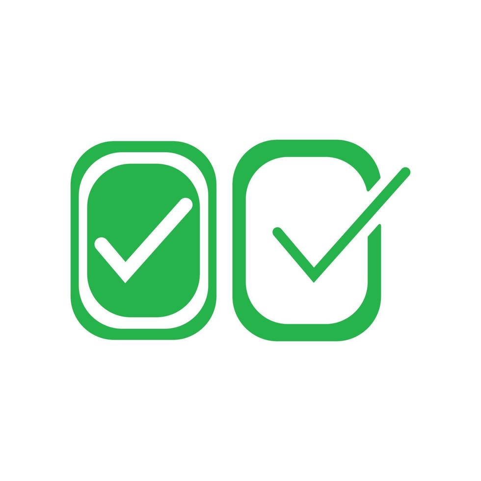 Check mark green line icons. Vector illustration. - Vector