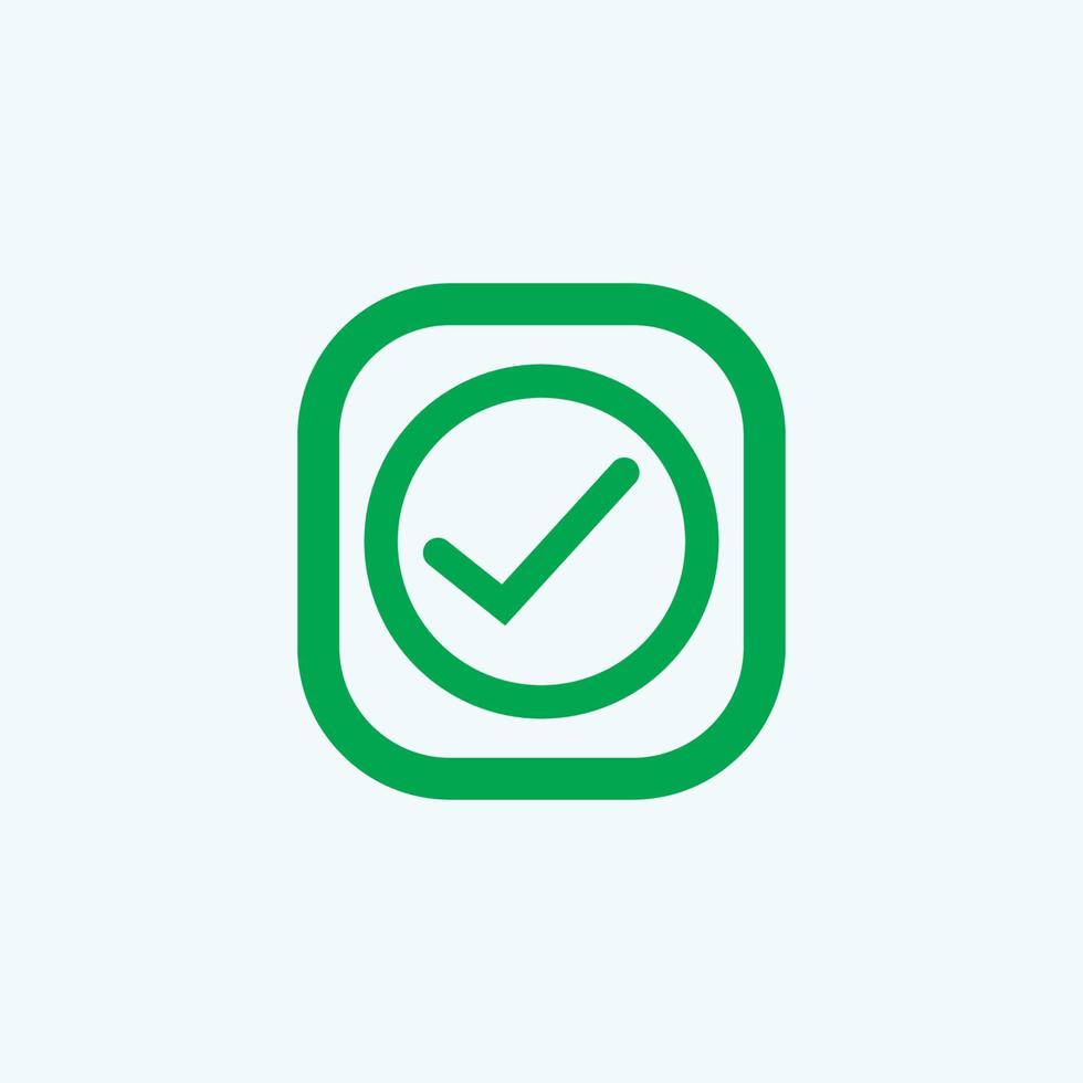Check mark green line icons. Vector illustration. - Vector