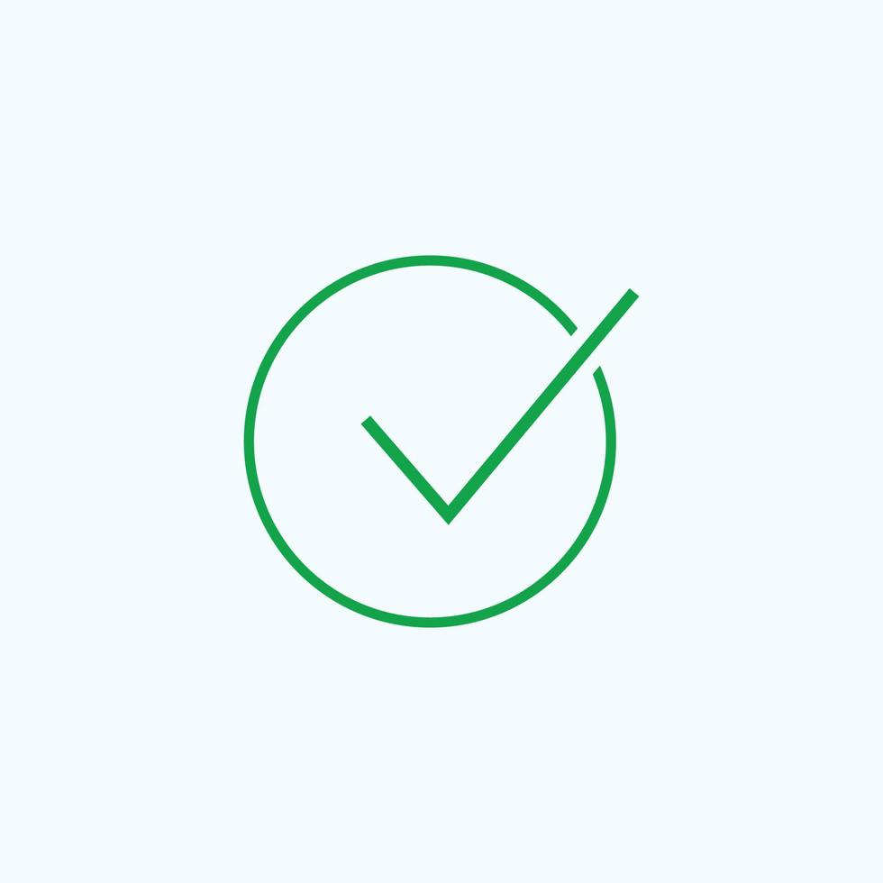 Check mark green line icons. Vector illustration. - Vector