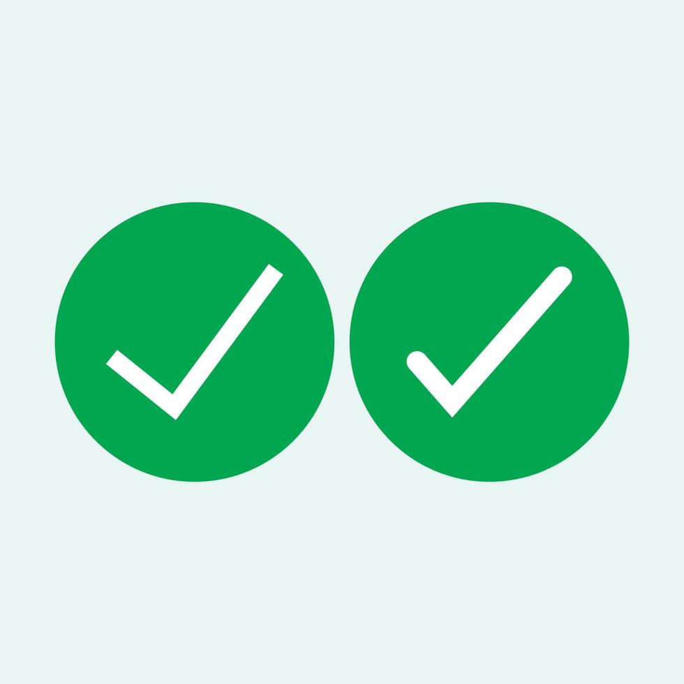 Check mark green line icons. Vector illustration. - Vector
